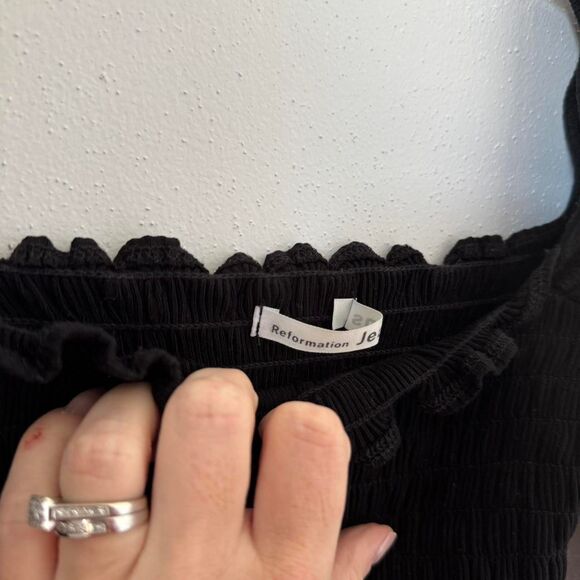 Reformation Jeans ribbed smocked crop top - Picture 2 of 4
